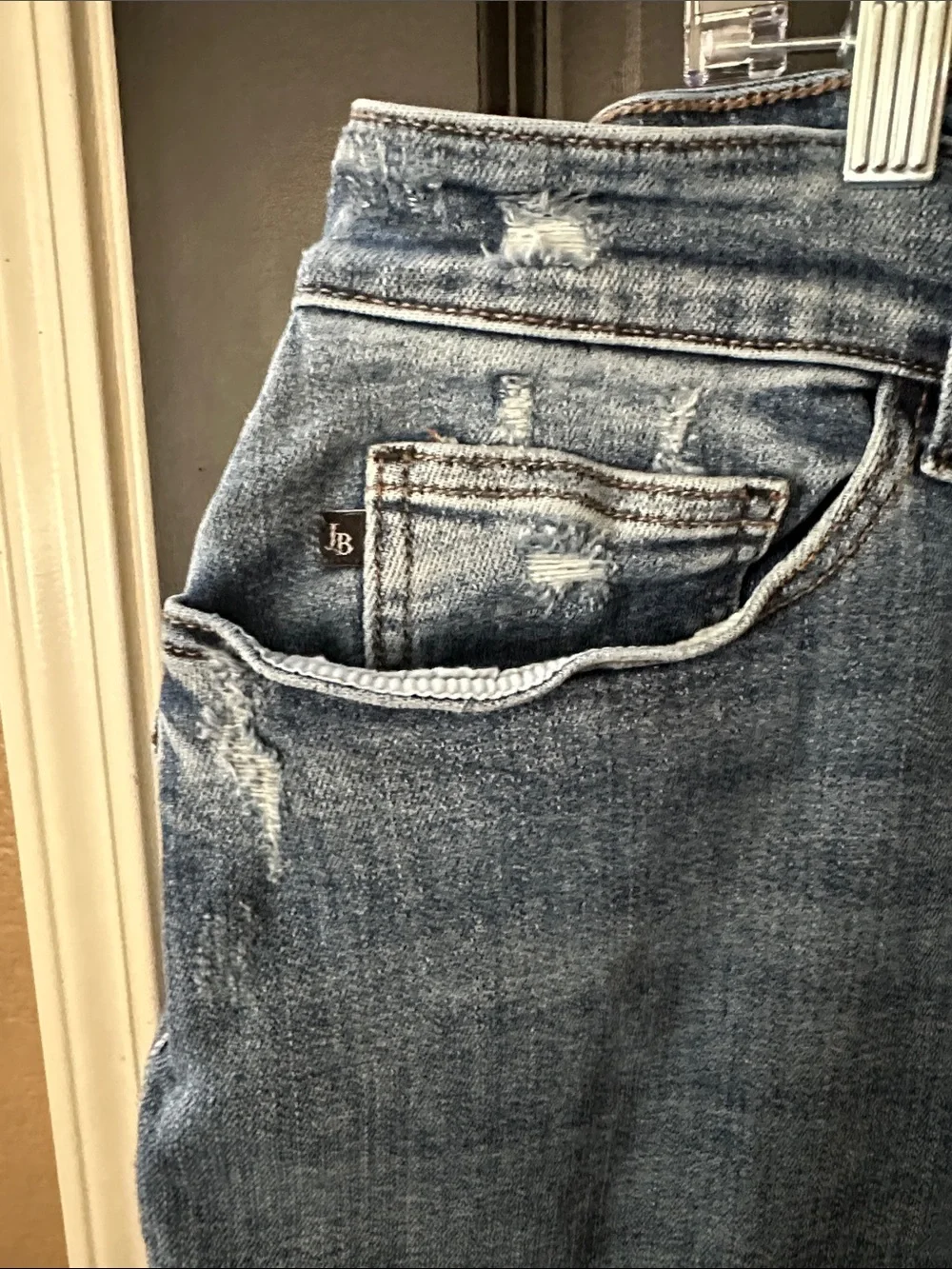 Judy Blue wide leg Light Blue Distressed Crop Jeans with Button-Fly